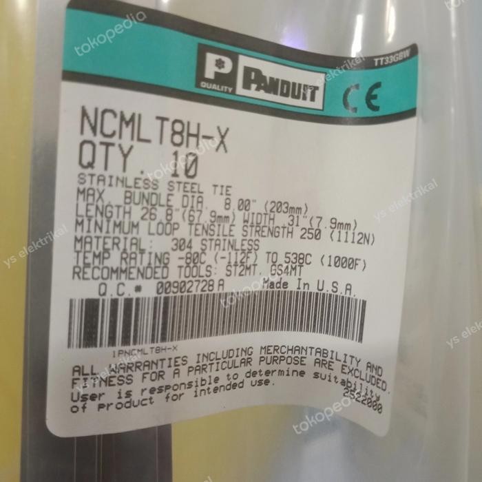 

HOT SALE! Ties Stainless Panduit 70cm NCMLT8H-X / Kabel Tis Besi Panduit