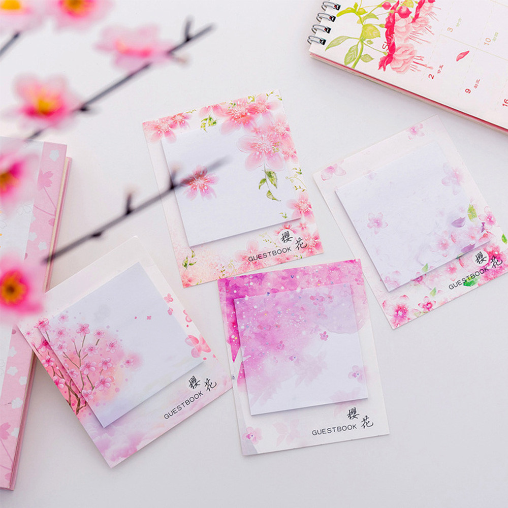 

Umitive 1Pcs 30 Sheets/Pad Japanese Cherry Blossoms Self-Adhesive Sticky Note Notepads Posted