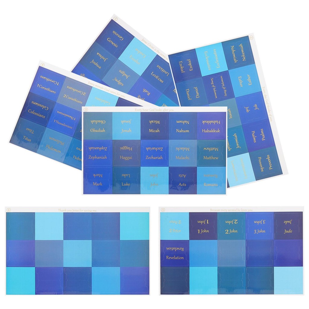 

6 Sheets Blue Planner Stickers Month Tabs For Bible Index Labels Book Page Decorative Adhesive