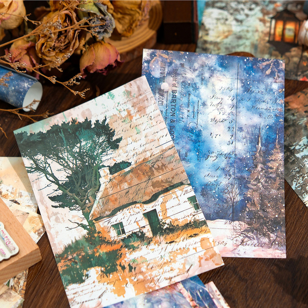 

30Pcs/Lot Memo Pads Material Paper The Night Returner Junk Journal Scrapbooking Cards Retro