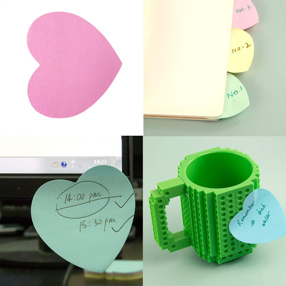 

5Set/600 Sheets Heart Sticky Notes Notepad Self Sticky Note Pads Notebook Planner Sticker For Home