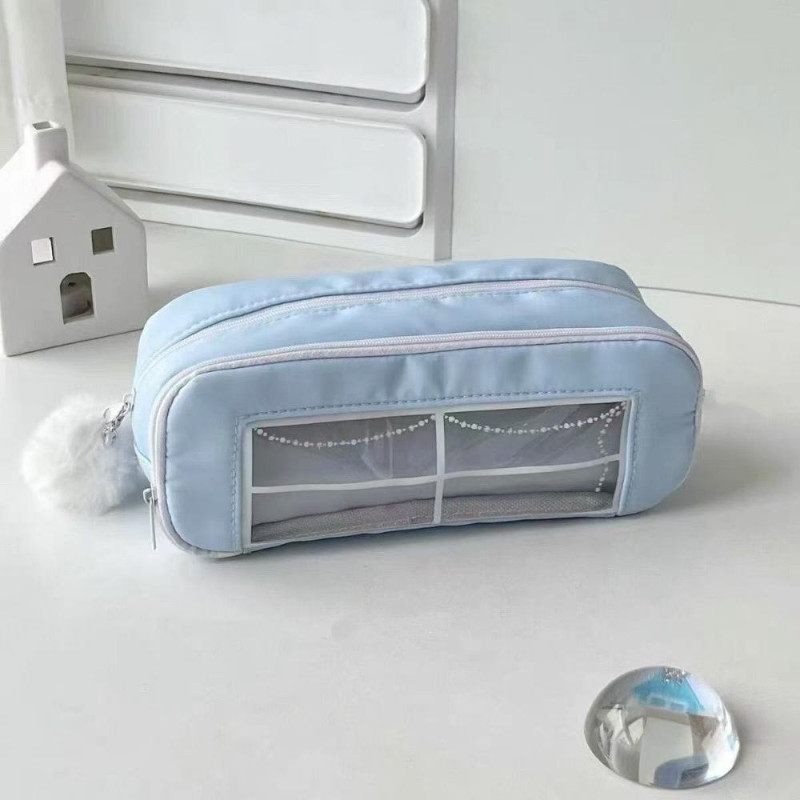 

Simplicity Korean Fashion Sweet Pencil Case For Kids Solid Color Cute Stationery Storage Large