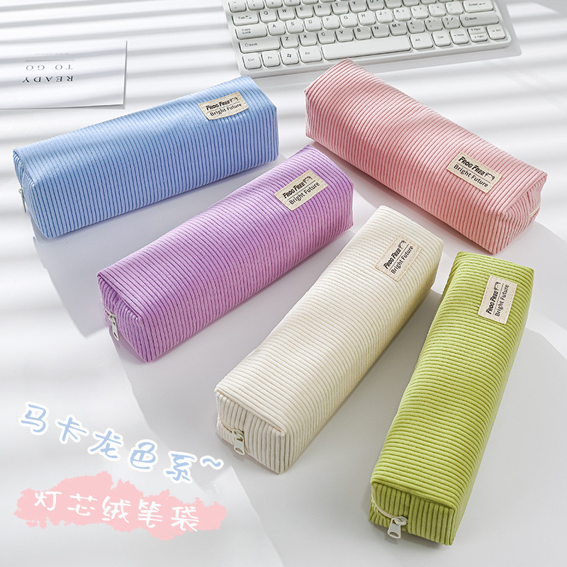 

Solid Corduroy Pencil Case Student Simple Pencil Bag Stationery Storage Bag Pencil Pouch School