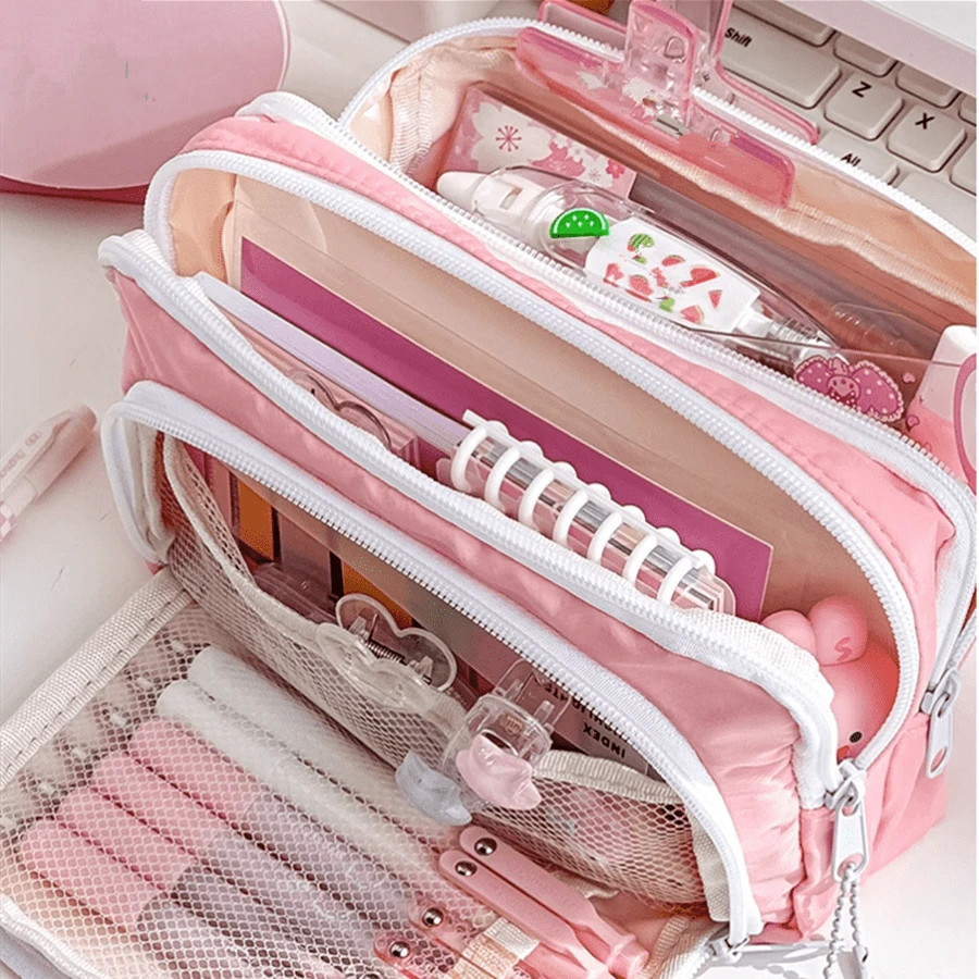 

Kawaii Pencil Case 3 Layers Cute Pen Bag Large Capacity Korean Organizer Pouch For Student Back To