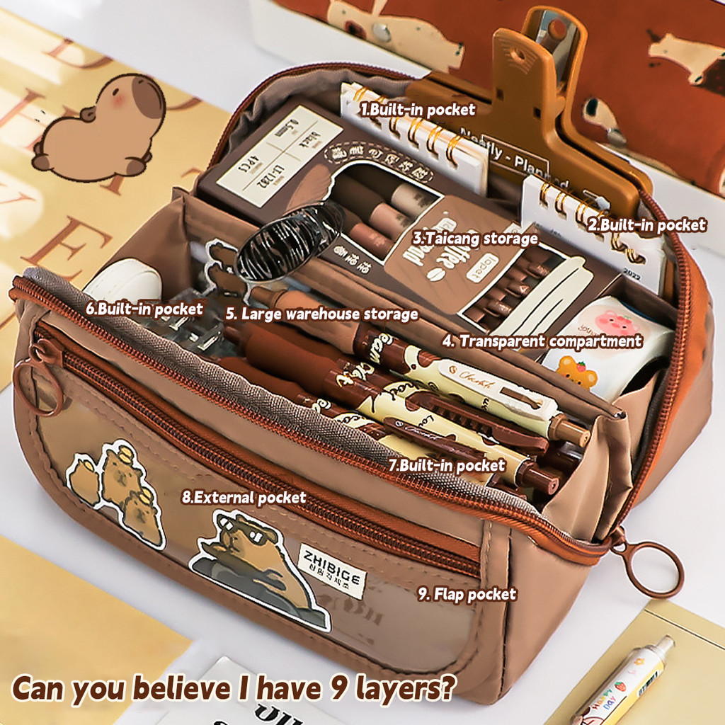 

Girly Heart Prism Pencil Bag Large Capacity Female Student Stationery Box High-Looking Stationery