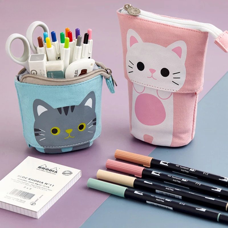 

Kawaii Pencil Cases For Girls Boys Zipper Cute Cat Pencil Box School Supplies Stationery Gift Pop Up