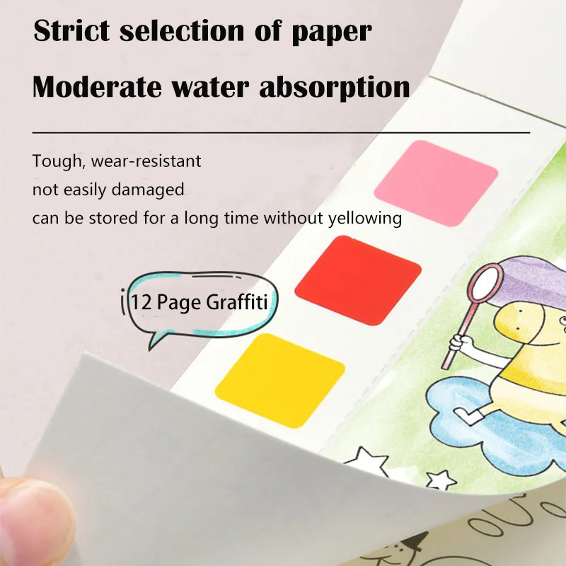 

12 Pages New Children'S Watercolor Coloring Book,Student Coloring And Drawing Book, With Built-In