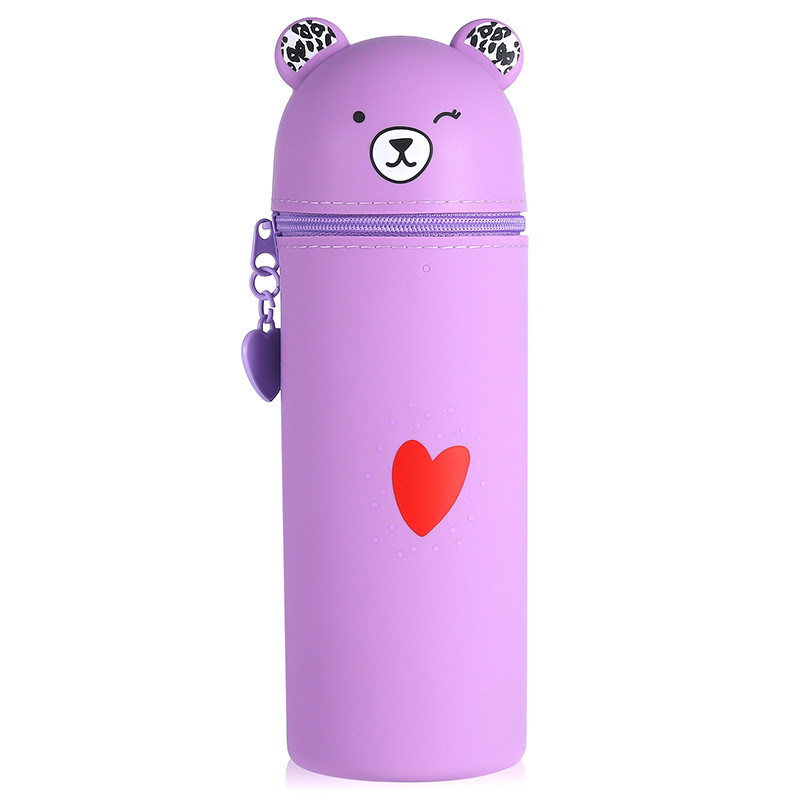

Cute Silicone Pencil Case Portable Cartoon Bear Stationery Storage Bag Pen Holder Container Large