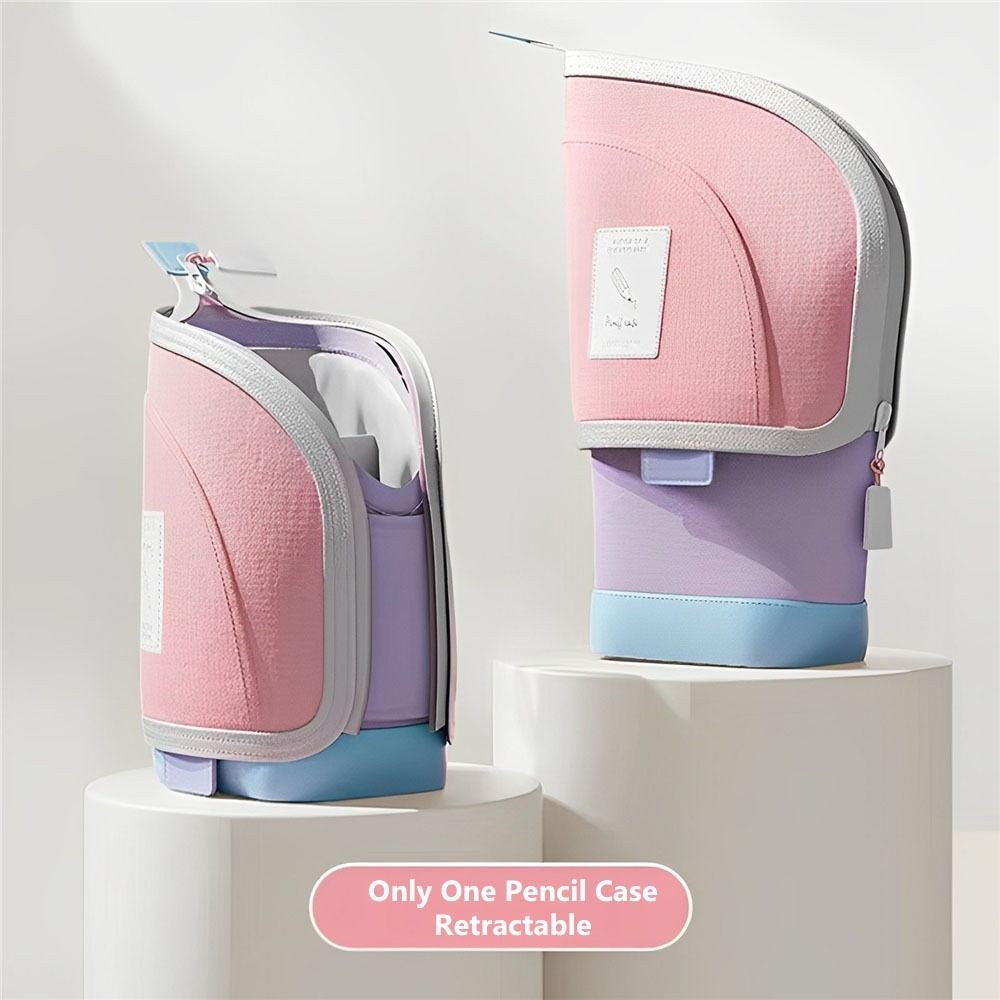 

New Fashion 2-In-1 Standing Pencil Case Portable Vertical Student Pen Holder Retractable Pencil Bag
