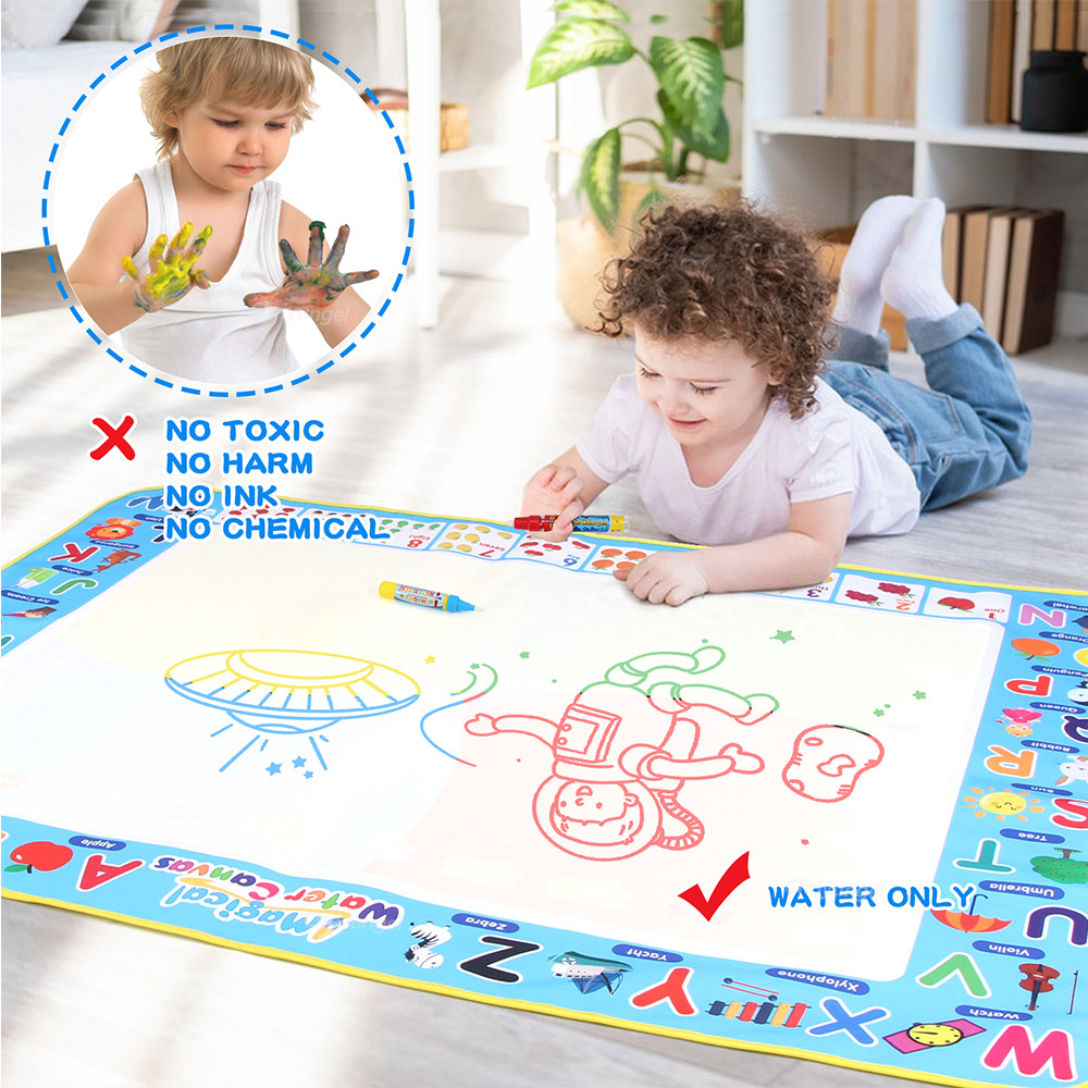 

100X80Cm Magic Water Drawing Mat With Reusable Magic Pens, Drawing Board Toy For Kids, Doodle