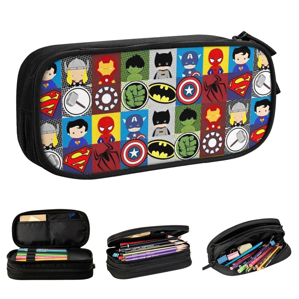 

The Avengers Superhero Pencil Case Cartoon Spider-Man Iron Man Pen Holder Bag Student Big Capacity