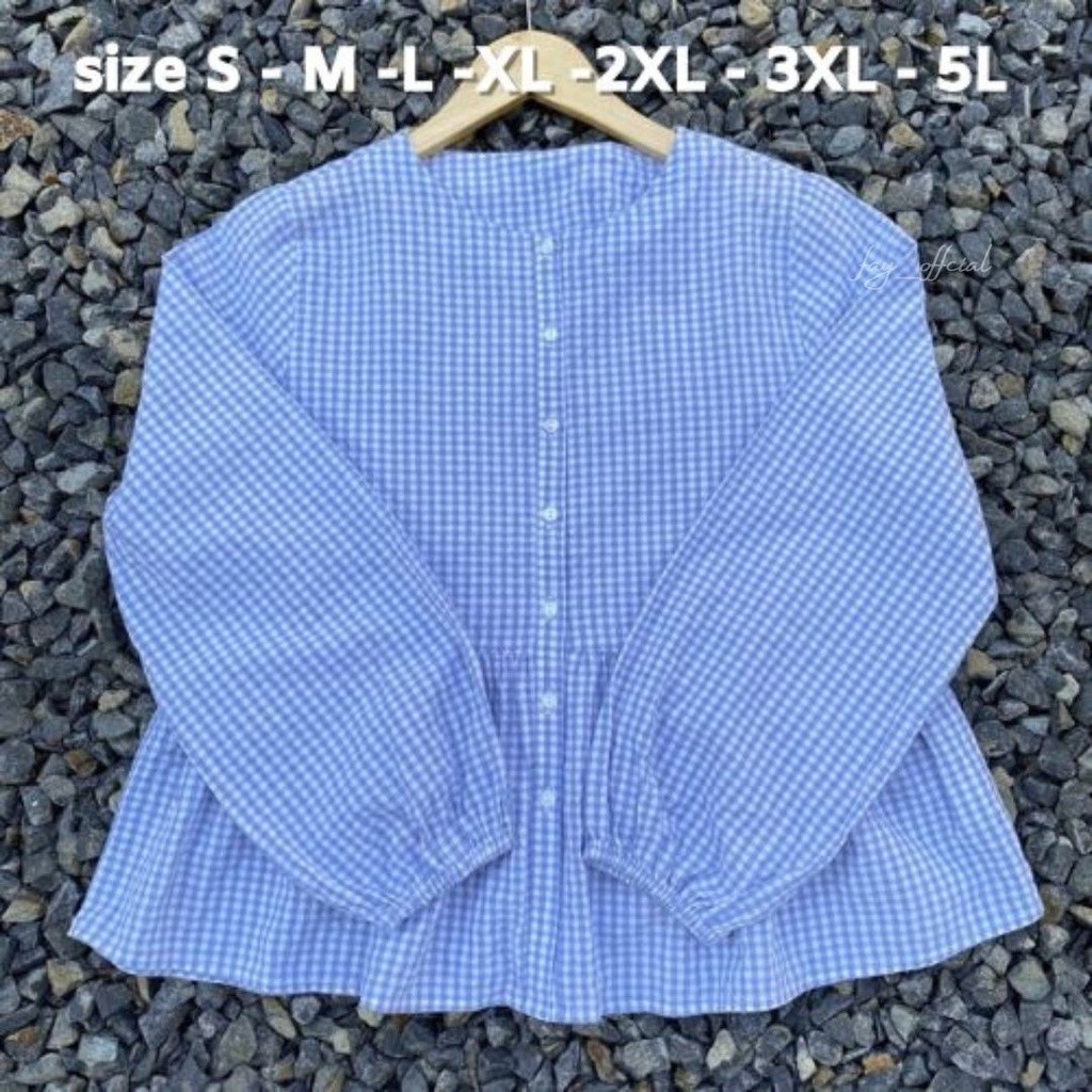 PROMO / blouse kotak sherin atasan jumbo big size - S - M - L - XL - 2XL - 3XL -5L - kemeja wanita