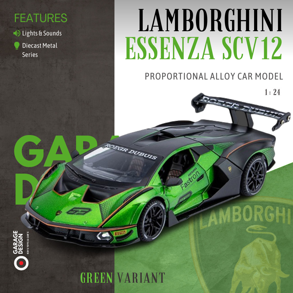 Miniatur Diecast Mobil Lamborghini Essenza SCV12 1:24 - Alloy Model Miniatur Mobil Lamborghini