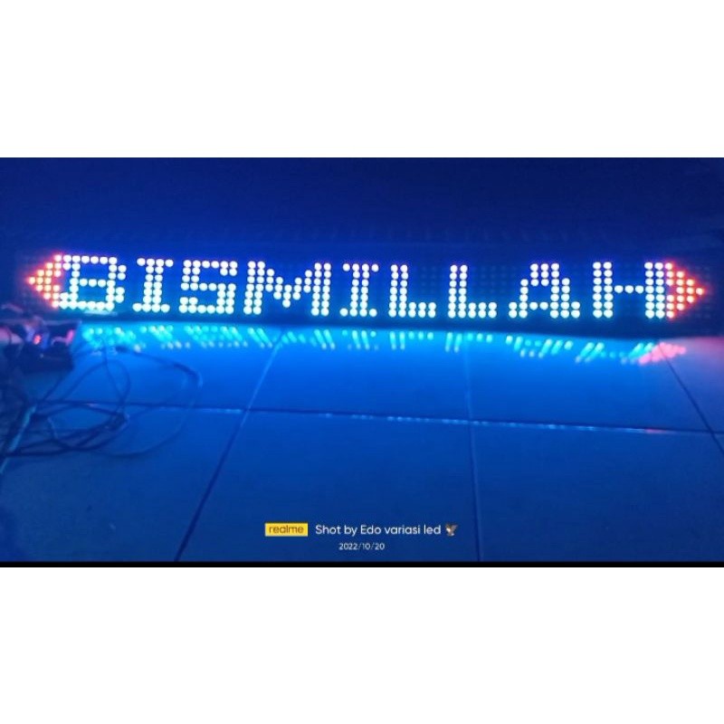 Lampu Strobokaca Running text 7 Baris Kaligrafi Arab Bismillah 12V/24V Mobil pickup Truck & Bus