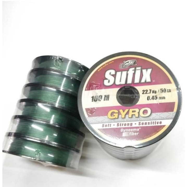 Senar Pancing PE Sufix Gyro 100M Dyneema Fiber 28LB, 60LB