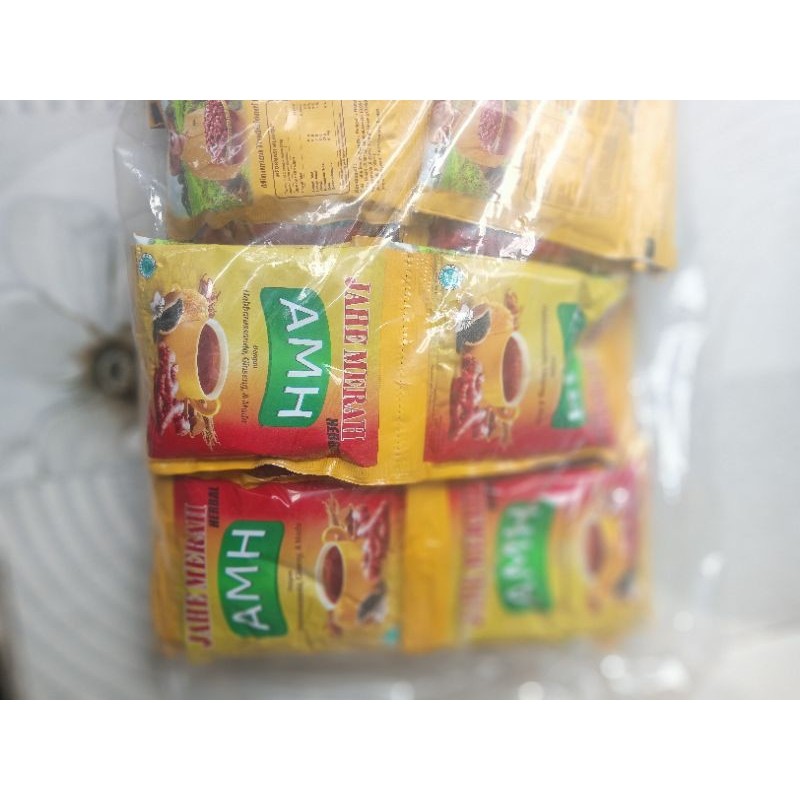 

(1 Renteng 10 Sachet)Jahe Merah Herbal AMH Dengan Habbatussauda Gingseng Dan Madu