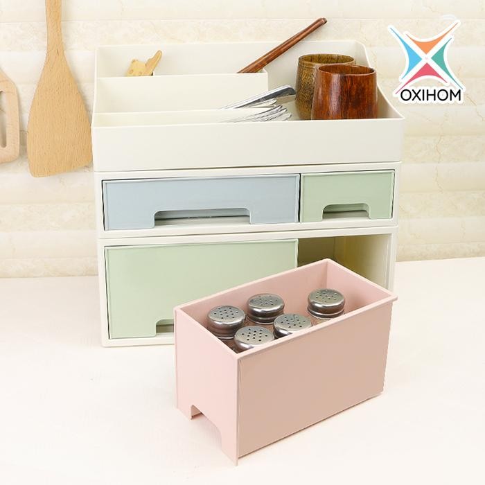 

Oxihom Laci Lemari Plastik Susun Tempat Kotak Penyimpanan Drawer Storage Stackable Desktop Organizer