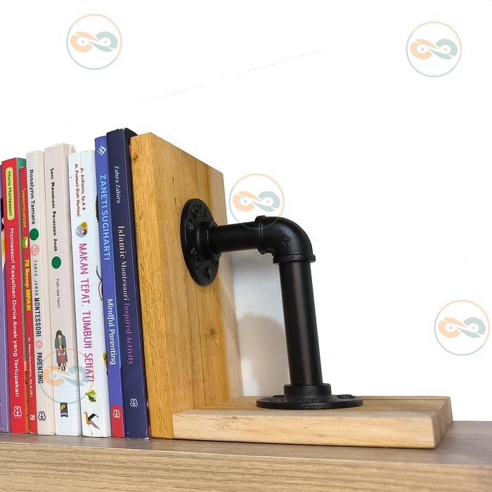 

Penyangga buku industrial hooka wooden book holder bookends