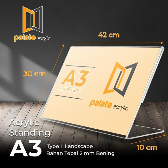 

Acrylic Tent Holder A3 L / Akrilik A3 L Landscape/ A3LL / Acrilic 2mm