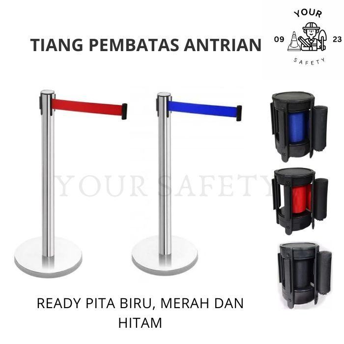 

Tiang Antrian Pembatas Stainless Adjustable Pita