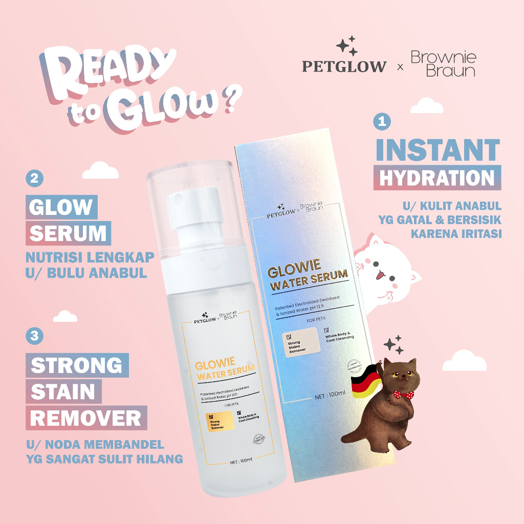 Petglow Glowie Water Serum 100ml Strong Stain Remover Spray Natural Degreser Pembersih Penghilang