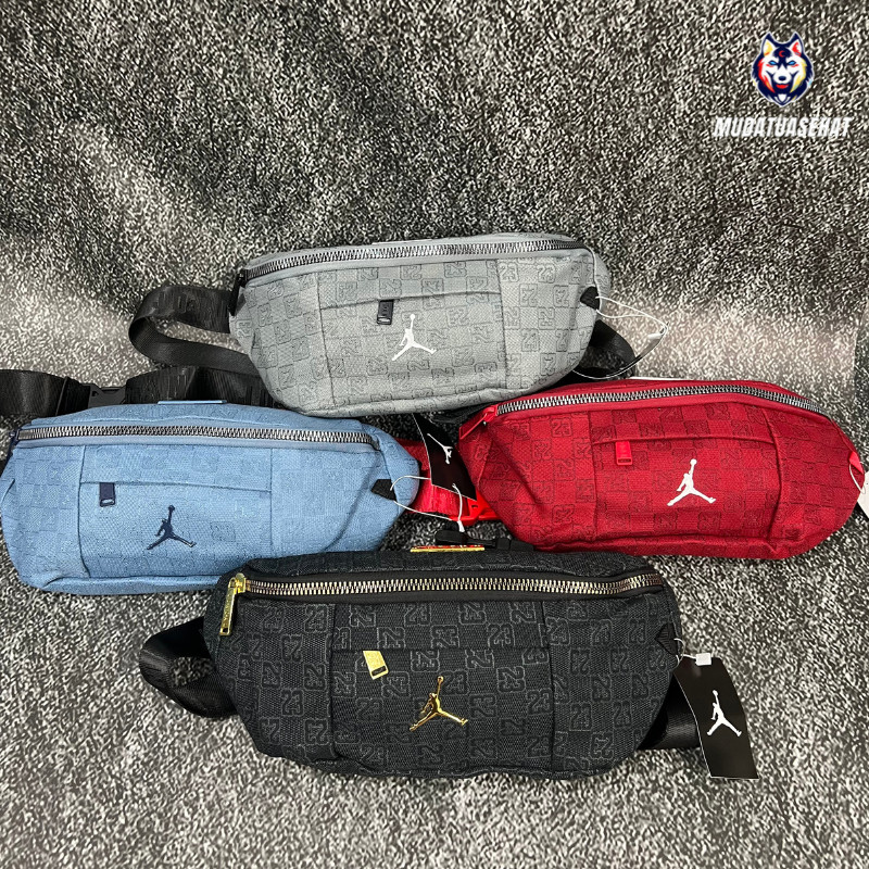 PROMO AIR JORDAN DAMIER 23 MONOGRAM LEATHER WAISTBAG / TAS PINGGANG KULIT JORDAN / TAS SELEMPANG /