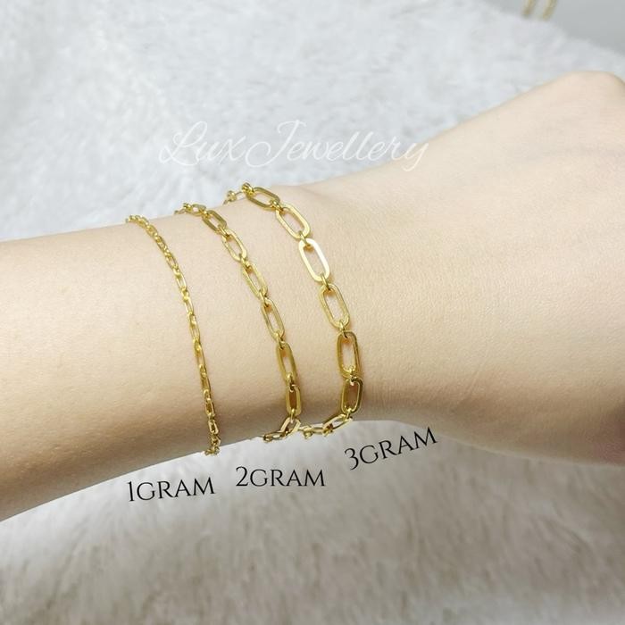 Outsy- Gelang Wanita Emas Muda + Gelang Paperclip Emas