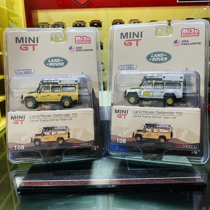 SALE MINI GT 108 LAND ROVER CAMEL TROPHY WINNER TEAM UK REGULAR & CHASE SET READYY
