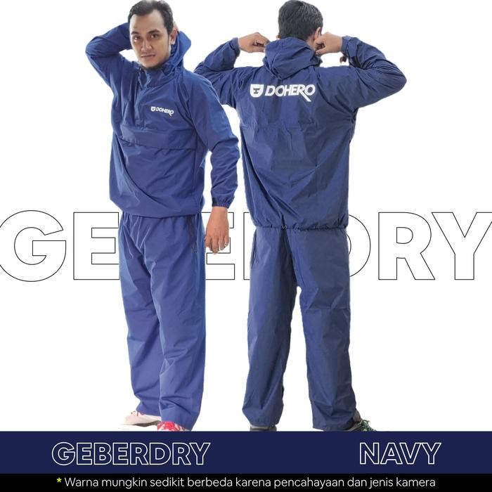 JAS HUJAN Jas Hujan Pria Wanita Modis Mantel Raincoat Original - Dohero Geberdry - Navy, L - XL taha
