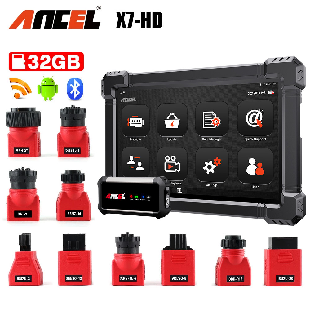 ANCEL X7 HD Truck Diagnostic Tool Full System Scanner ABS Bleeding