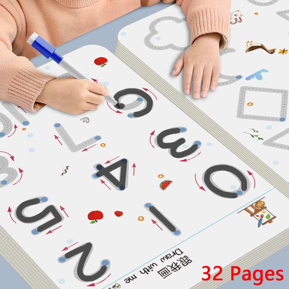 

Montessori Drawing Book Reusable Magical Tracing Workbook Children Calligraphy Practice Copybook