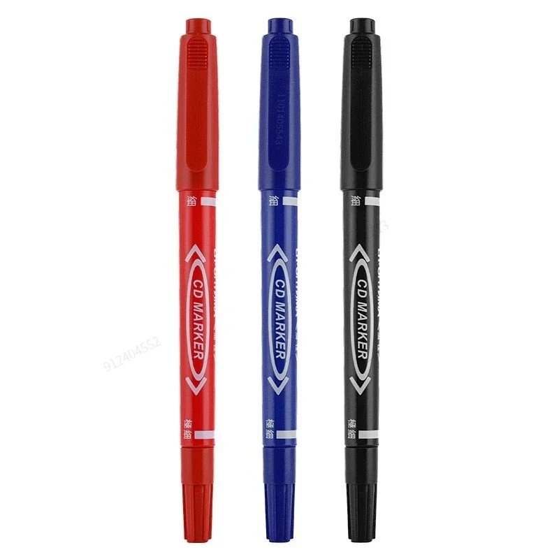 

6/12Pc Set Waterproof Oily Color Double Tip Permanent Markers Fine Tip Thick Tip Black Ink Drawing