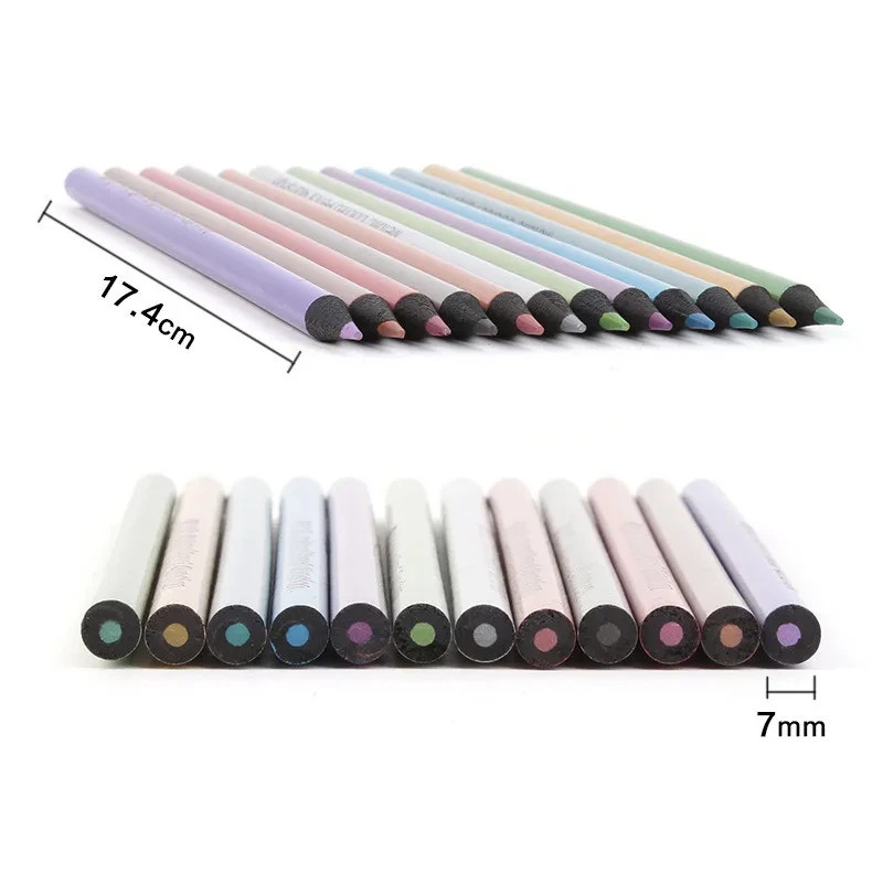 

Professional 12Pcs Metallic Colored Pencils Black Wood 3.0Mm Lead Set For Artist Painting Drawing