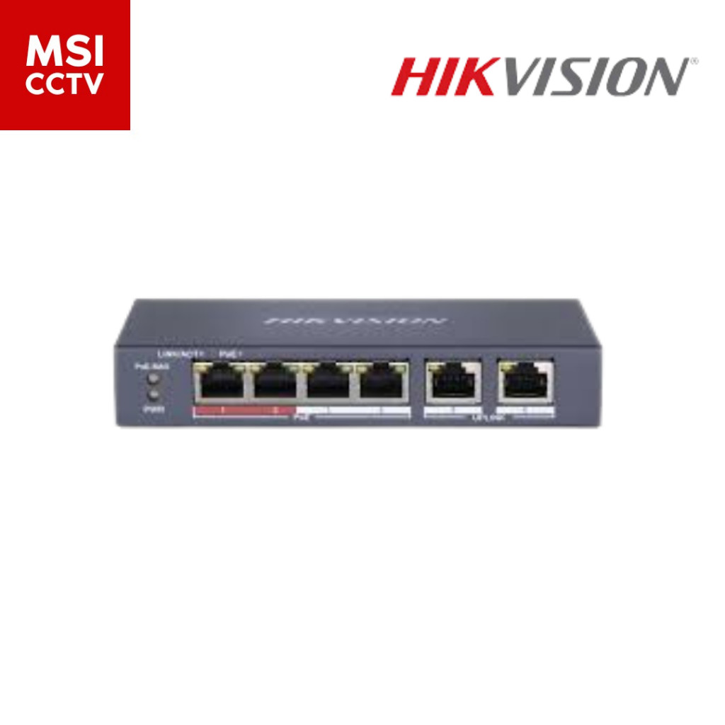 Poe Switch Hub Hikvision DS-3E0106P-E/M Switch Hub 4+2 Port