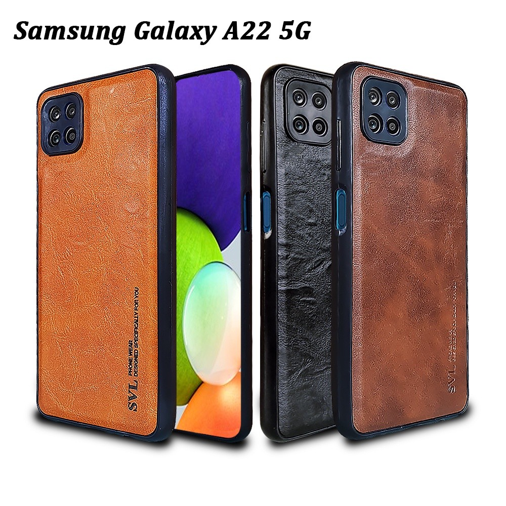 [ CUCI GUDANG ] Case Hp Samsung A22 5G Case SVL Leather Casing Slim Softcase Kulit Cover