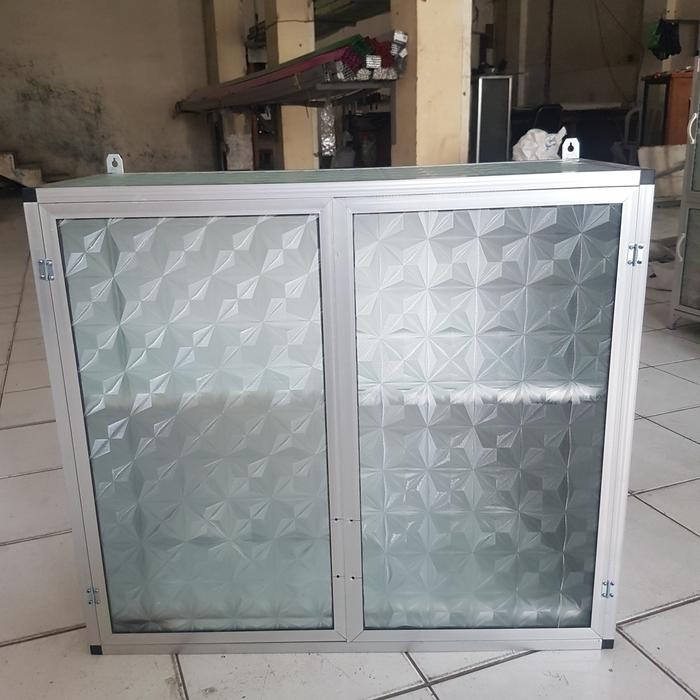 Terbaru Rak Gantung Lemari Dapur Kitchen Set Atas Aluminium Kaca 2 Pintu