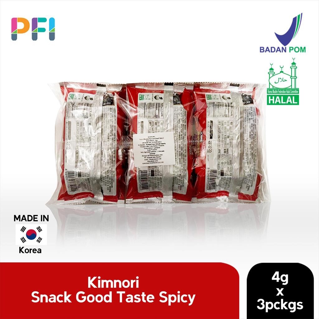 

Kimnori Korean Crispy Seaweed Spicy 3x4gr - Rumput Laut Korea Pedas