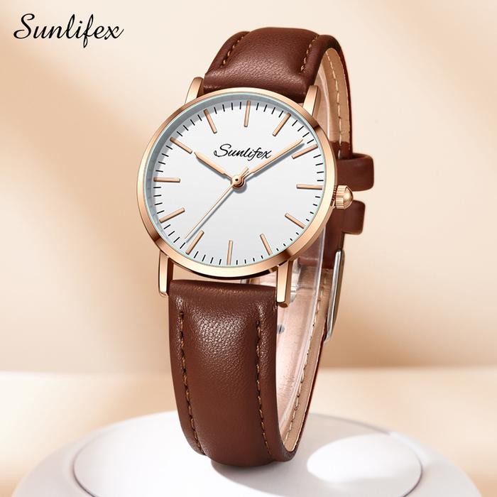 Femmora- Sunlifex Jam Tangan Wanita Anggun Asli Tali Kulit Jam Tangan Cewek