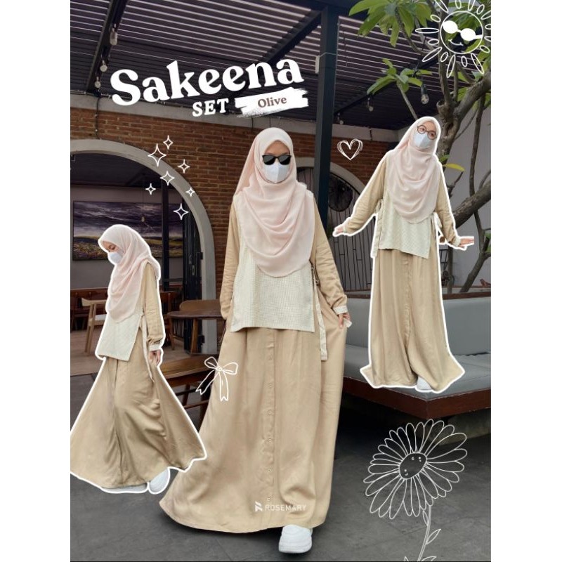 Promo Sakeena Set (Dress Dan Rompi/Vest) Dress Rompi Remaja Dress Korea Gamis Idul Fitri