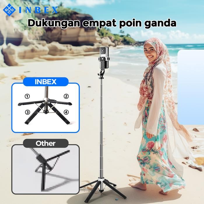 Inbex Ib130 Selfie Quadpod Tongsis Tripod 130Cm Multifungsi Bluetooth Tripot Konten #Gratisongkir