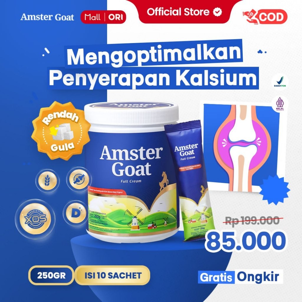 

AMSTER GOAT - SUSU KAMBING AMSTERGOAT MEMBANTU PENYERAPAN KALSIUM MEMBUAT TULANG MENJADI KUAT 250GR