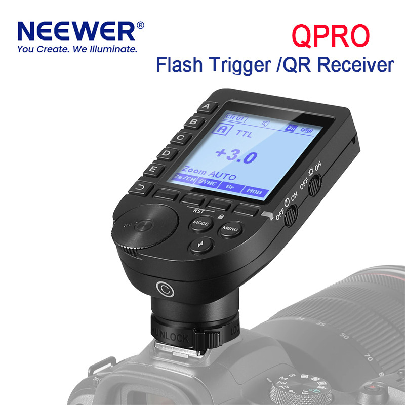 NEEWER QPRO TTL HSS Wireless Flash Trigger and QR Receiver with LCD Screen for Canon Nikon Sony Came