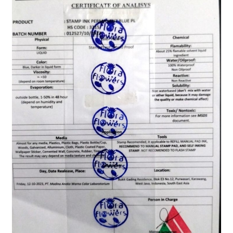 

[READY] TINTA PERMANENT STEMPEL PAD /BAK ,,Basic dyes, ,isi100 ml