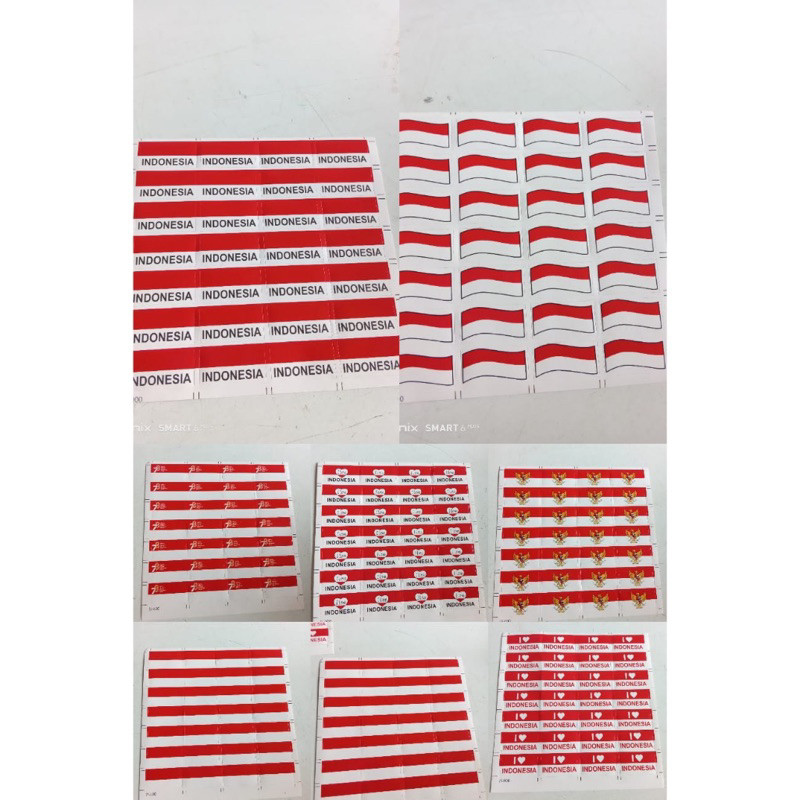 

Stiker pipi merah putih bendera ISI 32 stiker pipi polos / motif i love indonesia / stiker pipi