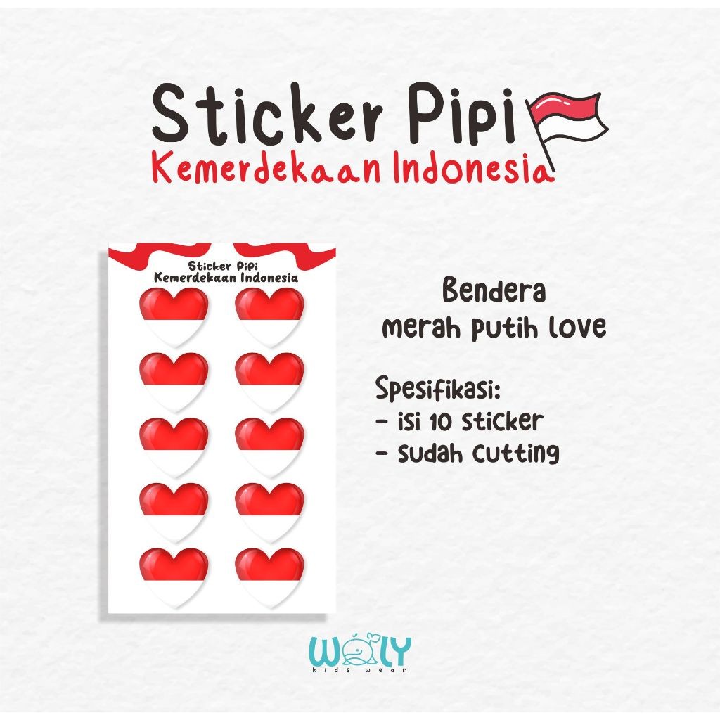 

wolykids Sticker Pipi Merah Putih /Sticker Bendera Indonesia / isi 10 sticker