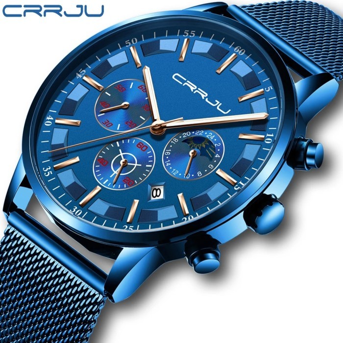 CRRJU Mens Sport Watches Top Brand Luxury Quartz Chronograph