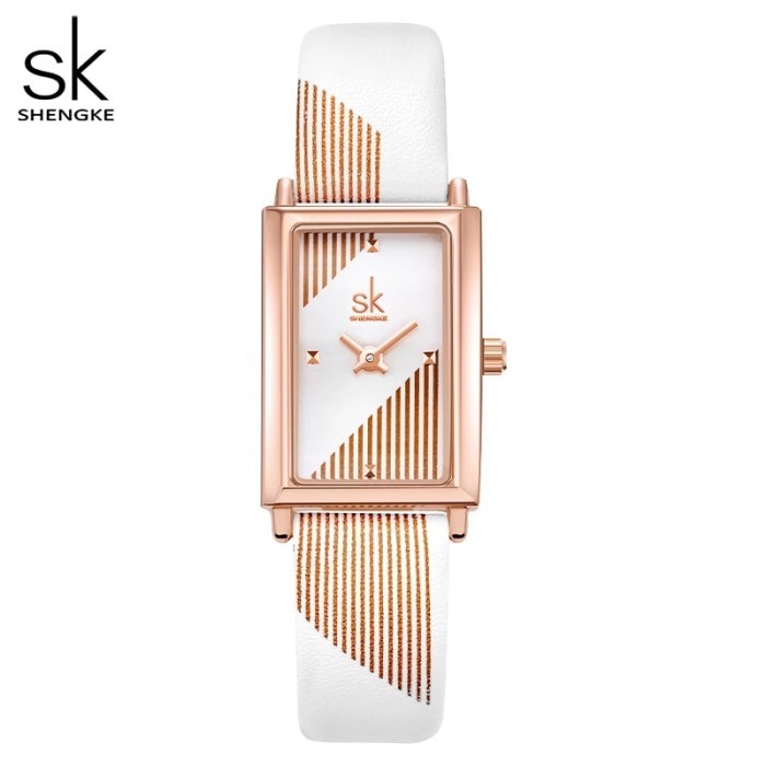 Shengke New Designer Watch For Women White Rectangle Ladies