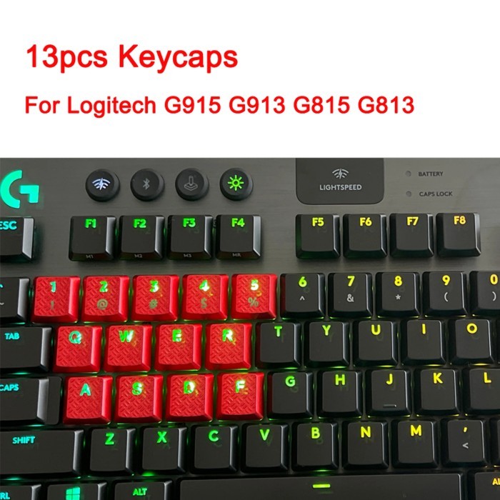 13pcs Texture Tactility Backlit Replacement Keycaps for Logitech G813