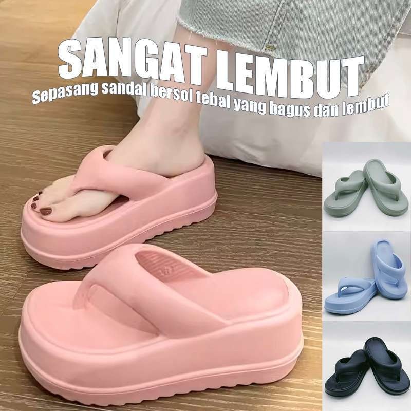 Sandal Tebal Wanita Sandal Jelly Wanita Sandal Jepit Wanita Sandal Wanita Kekinian Karet EVA impor