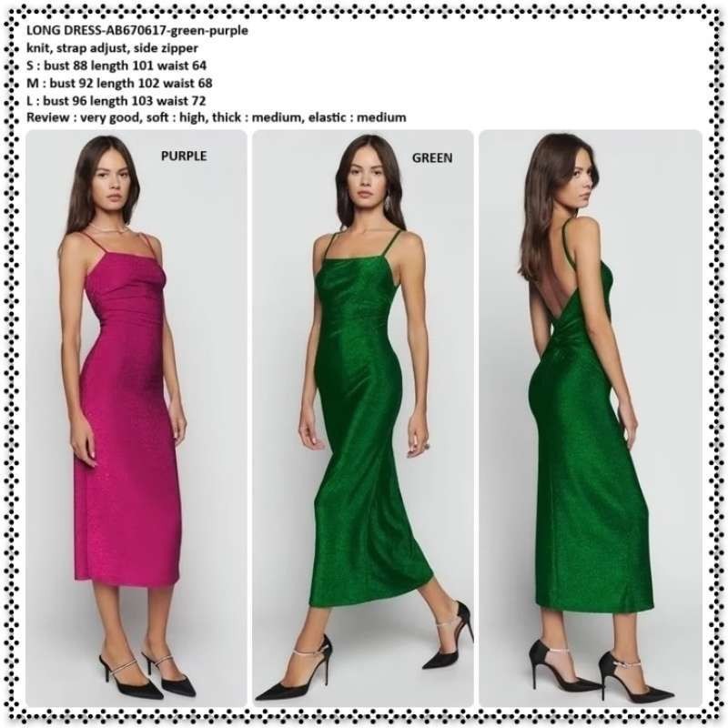 AB670617 Sexy Bodycon Slim Long Dress Midi Gaun Pesta Malam Backless Rajut Wanita Korea Import Green
